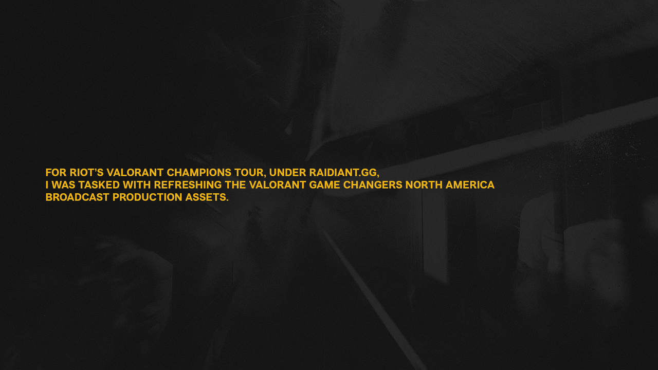 Game Changers North America sändningsdesign med ljusa gula grafiska element