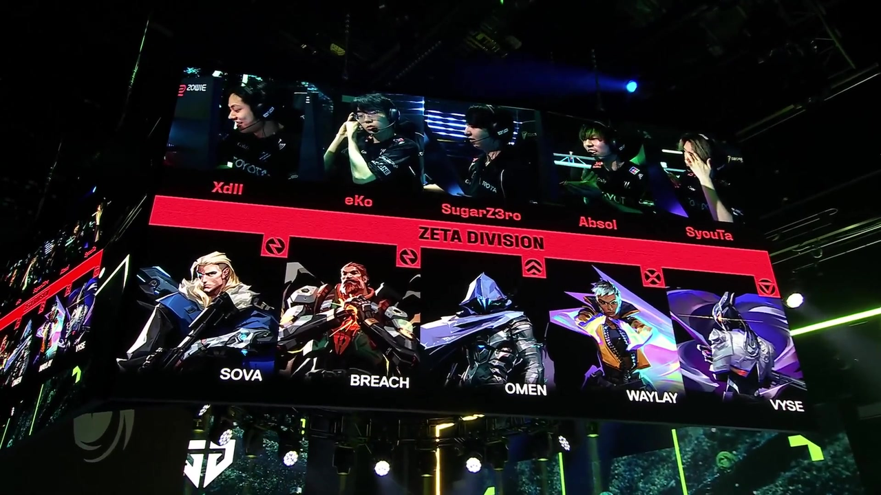 Jugadores de Gen.G reaccionan tras completar una victoria 2-0 sobre ZETA DIVISION