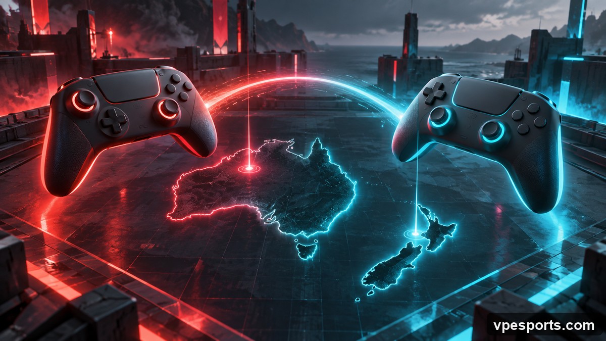 Conceptual illustration of the VALORANT console launch in Australia and New Zealand