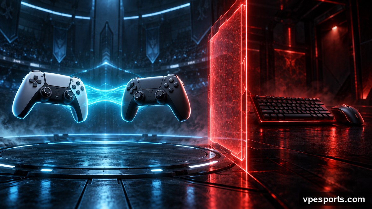 Conceptual illustration of shared console matchmaking separated from PC matchmaking