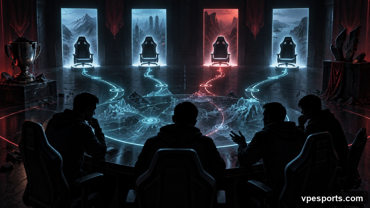 Conceptual illustration of an esports roster facing an unresolved rebuild
