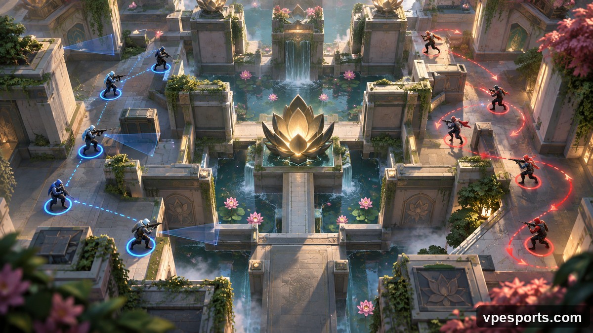 Contrasting tactical approaches meet on an abstract lotus-inspired map