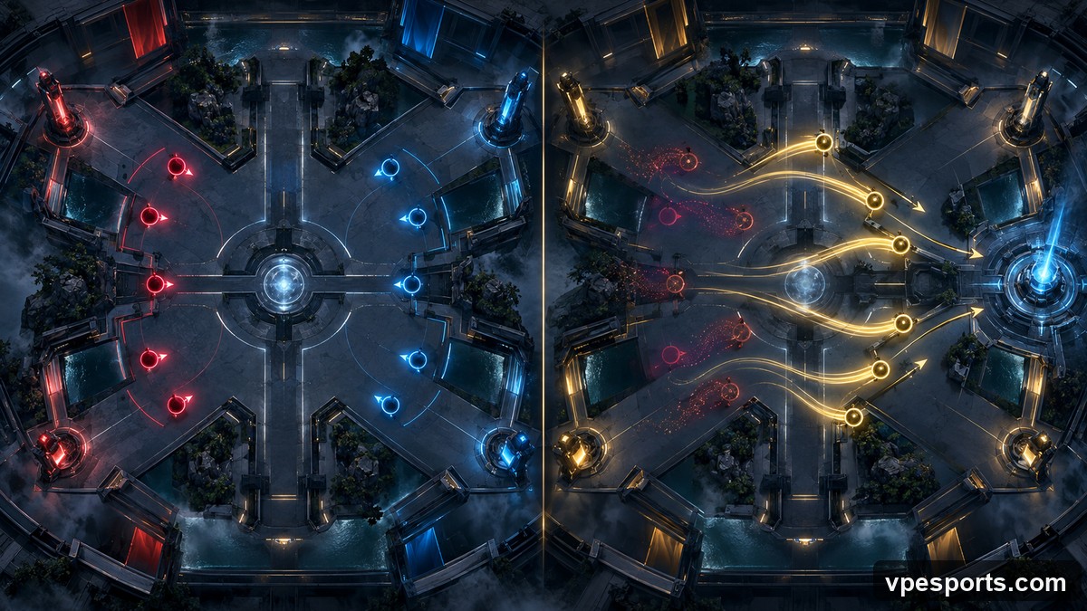Conceptual illustration of a tied first half becoming a flawless second half