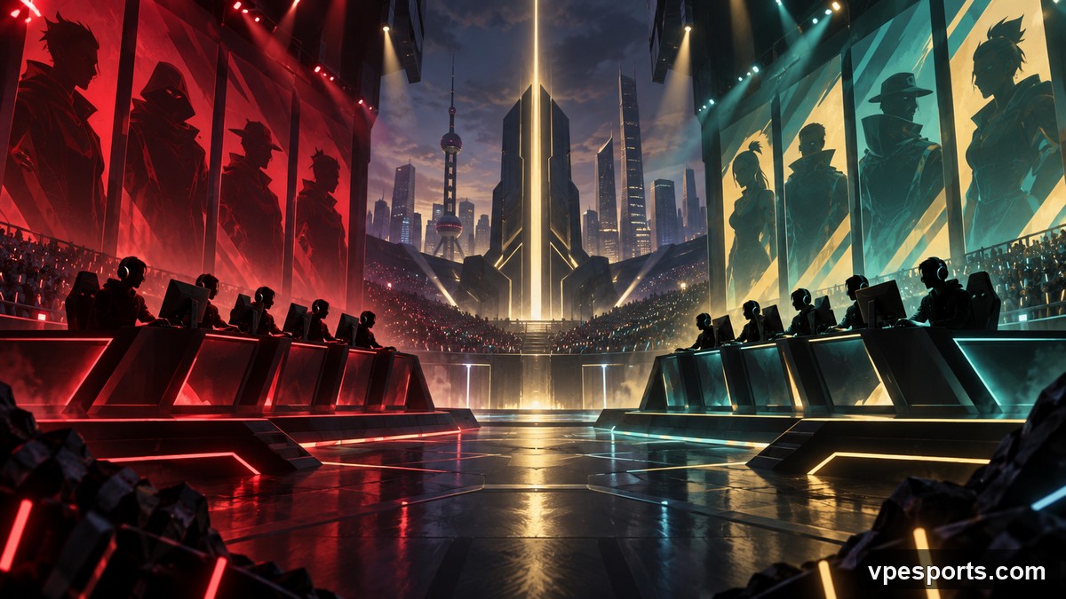 Conceptual illustration of JD Gaming facing FUT Esports at VALORANT Champions