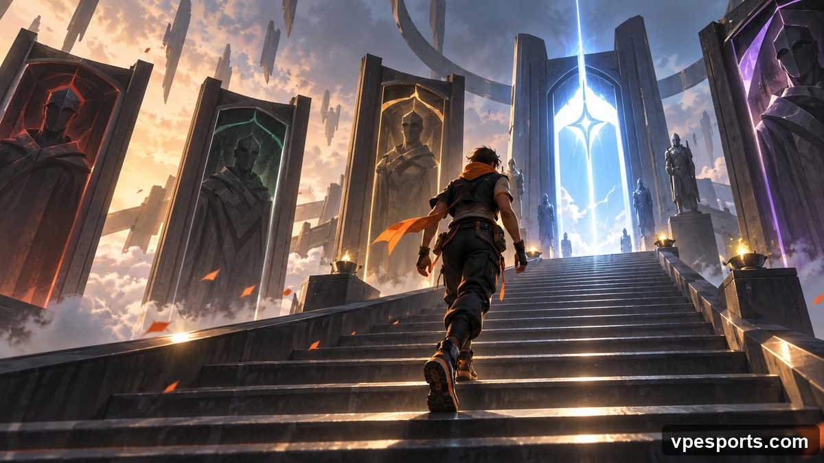 Conceptual illustration of a breakout player advancing through the EMEA lower bracket