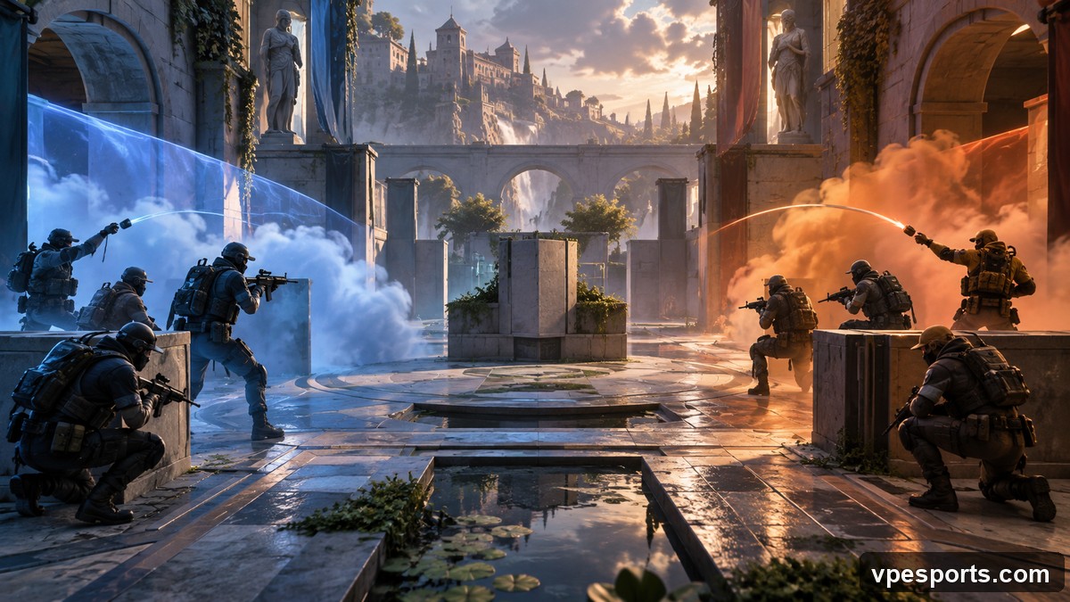 Two tactical squads contest early control with coordinated utility